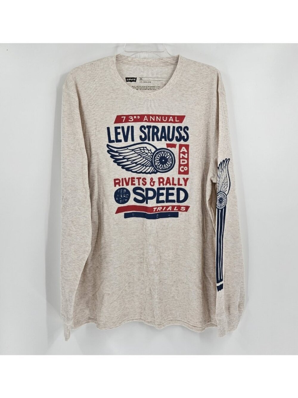 NWT Levi's Men's 2XL Oatmeal Thermal Long Sleeve Rivets & Rally Speed Trials